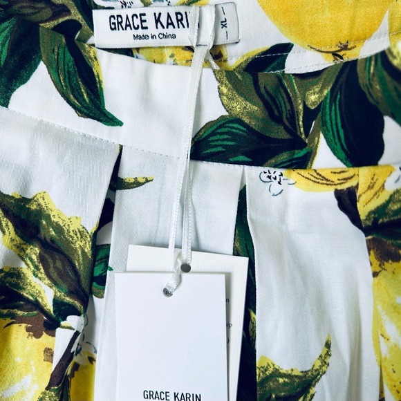 NWT Grace Karin Lemon Skirt pleated with pockets and flare A line size XL - Picture 2 of 3